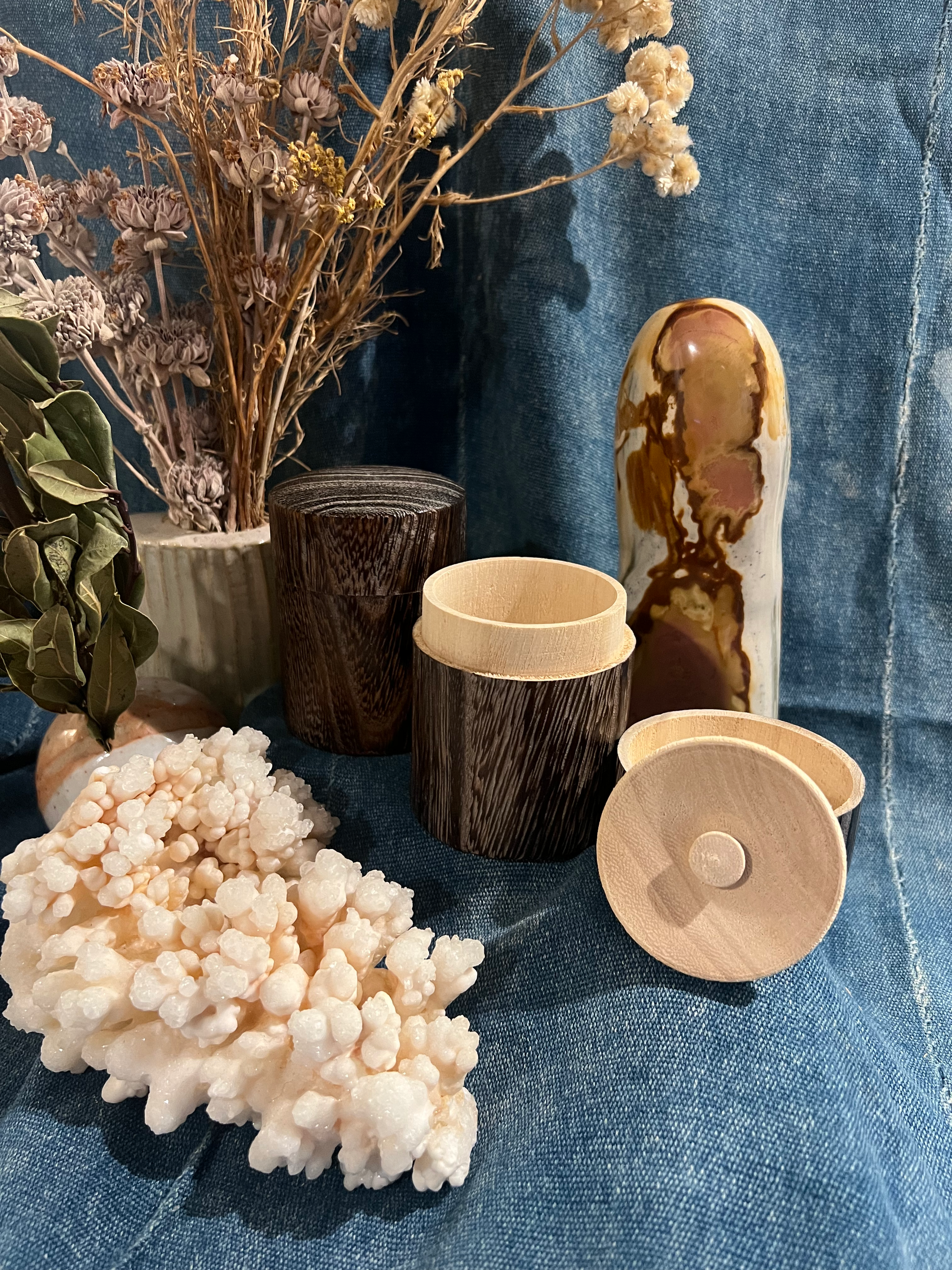 Handmade Kiri Wood Tea Canister – Smoked Finish